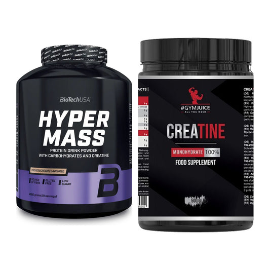 Masseaufbau-Set: BioTech Hyper Mass + #GYMJUICE Creatine Monohydrate – alle enthaltenen Artikel
