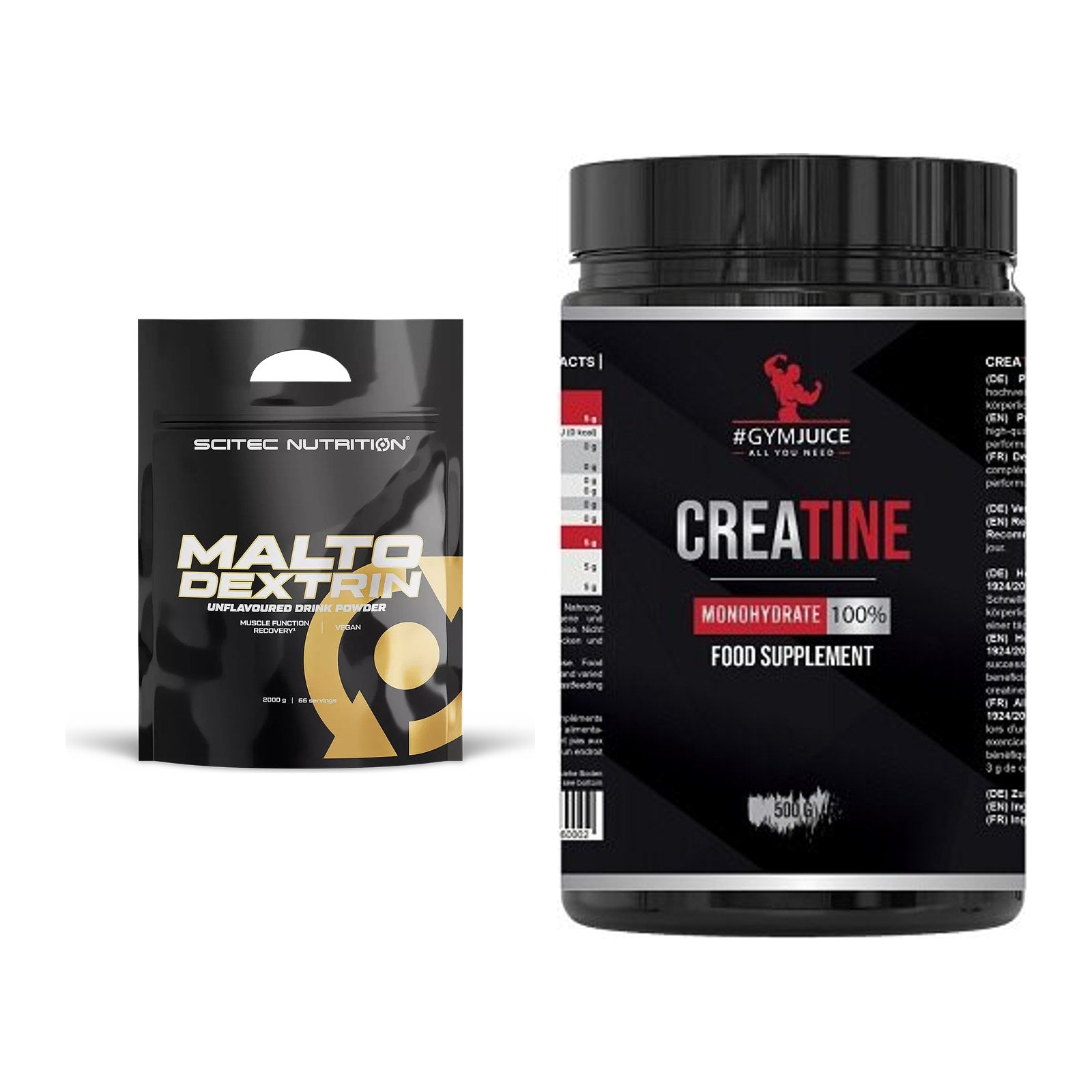 Masseaufbau-Set: Scitec Maltodextrin 2000g + #GYMJUICE Creatine – alle enthaltenen Artikel