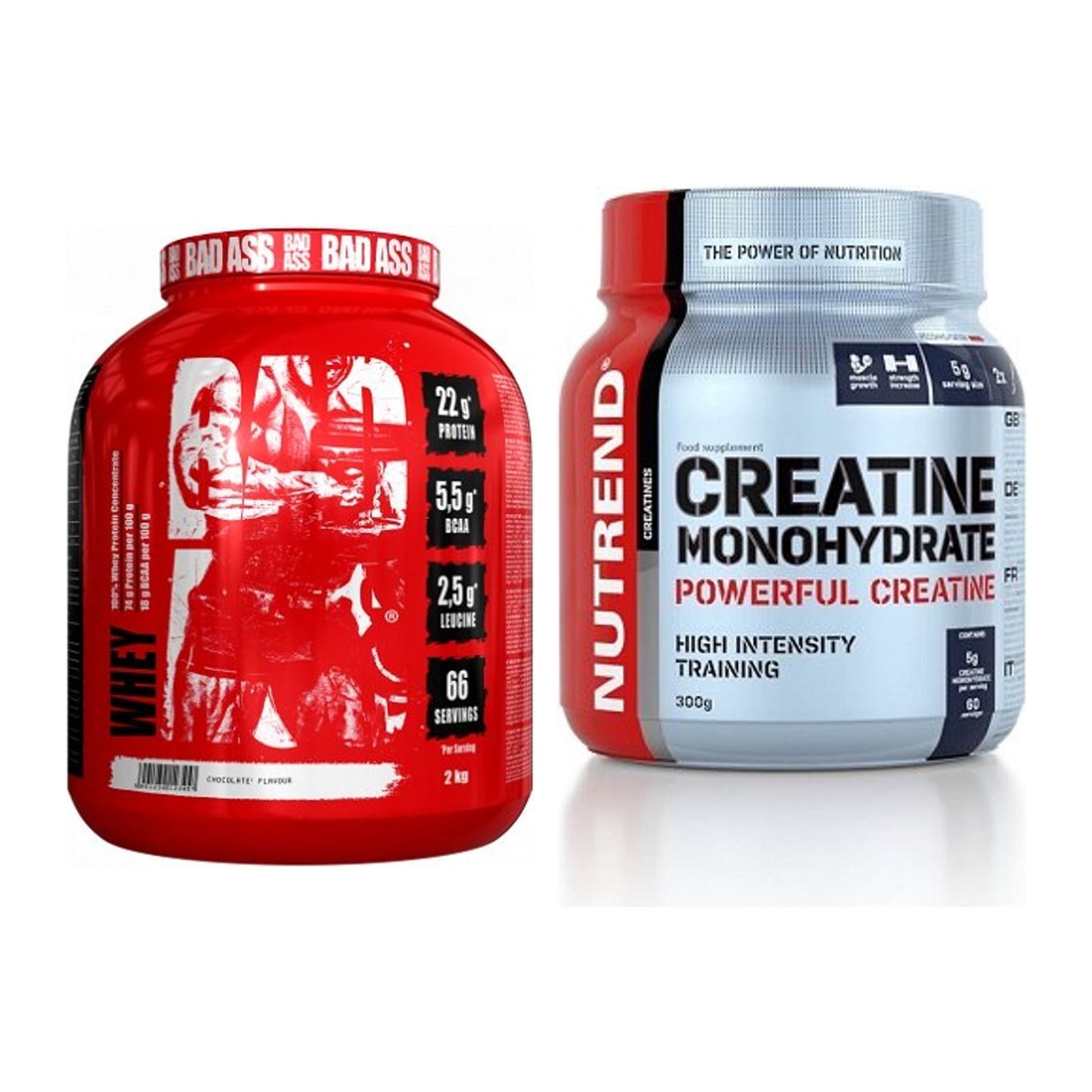 Masseaufbau-Set: BAD ASS Whey + Nutrend Creatine Monohydrate – alle enthaltenen Artikel