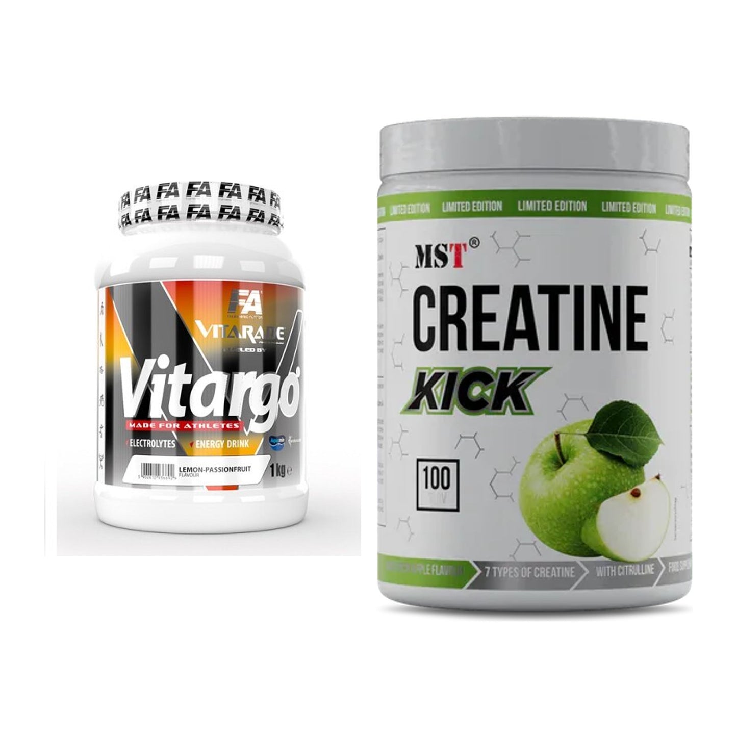 Masseaufbau-Set: FA Vitarade Vitargo + MST Creatine Kick – alle enthaltenen Artikel