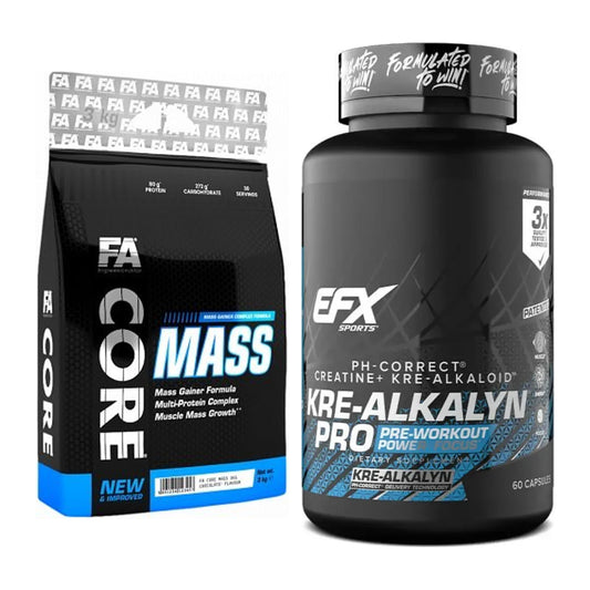 Masseaufbau-Set: FA Nutrition Core Mass 3000g + EFX Kre-Alkalyn PRO – alle enthaltenen Artikel