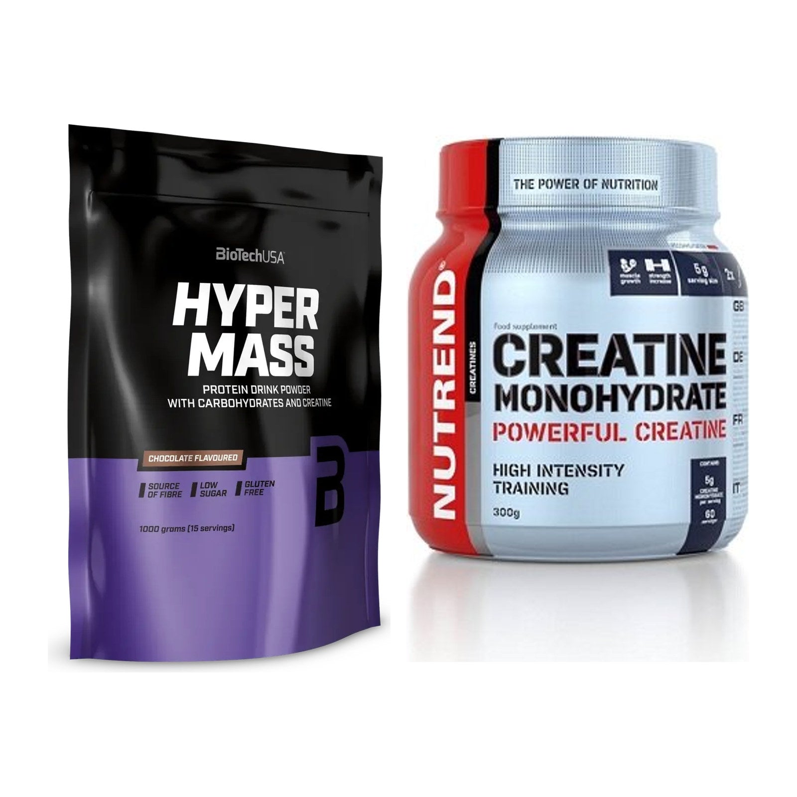 Masseaufbau-Set: BioTech Hyper Mass + Nutrend Creatine Monohydrate – alle enthaltenen Artikel