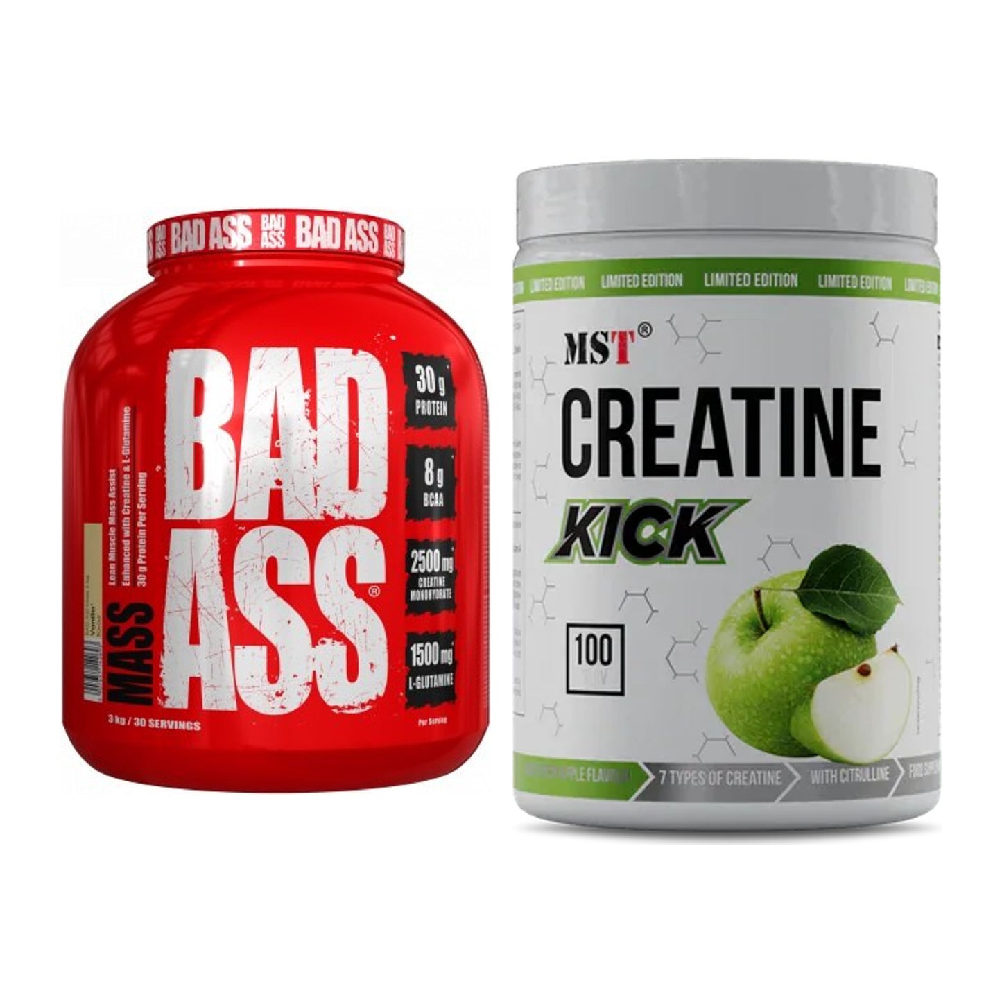 Masseaufbau-Set: BAD ASS MASS + MST Creatine Kick – alle enthaltenen Artikel