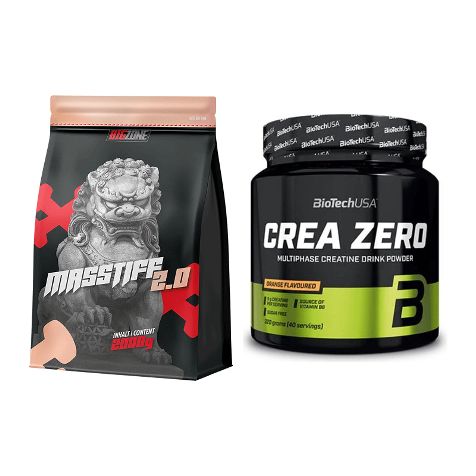Masseaufbau-Set: Big Zone Masstiff 2.0 + BioTech Crea Zero – alle enthaltenen Artikel
