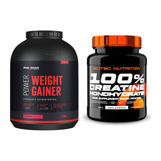Masseaufbau-Set: Body Attack Power Weight + Scitec Creatine – alle enthaltenen Artikel