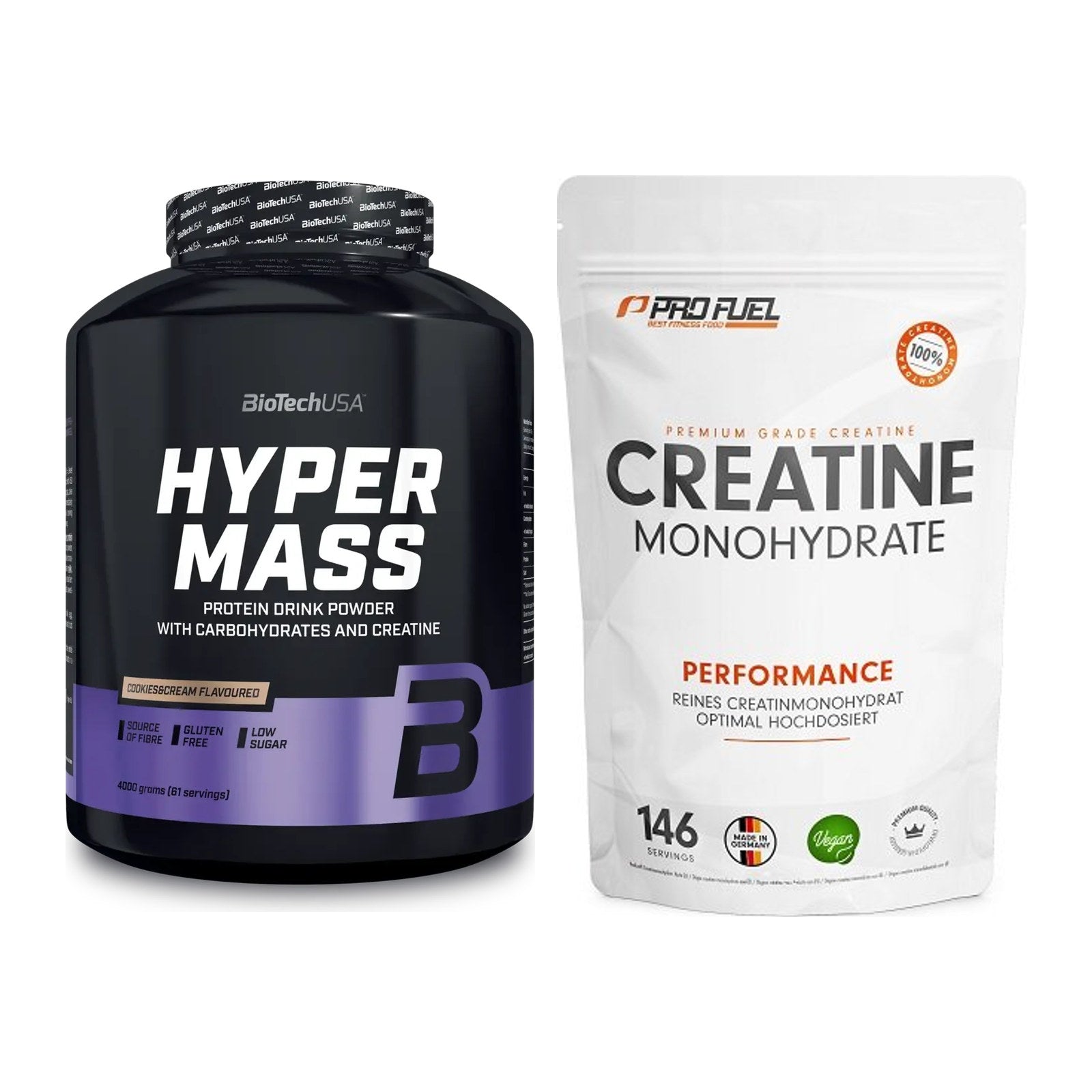 Masseaufbau-Set: BioTech Hyper Mass 4000g + ProFuel Creatine – alle enthaltenen Artikel