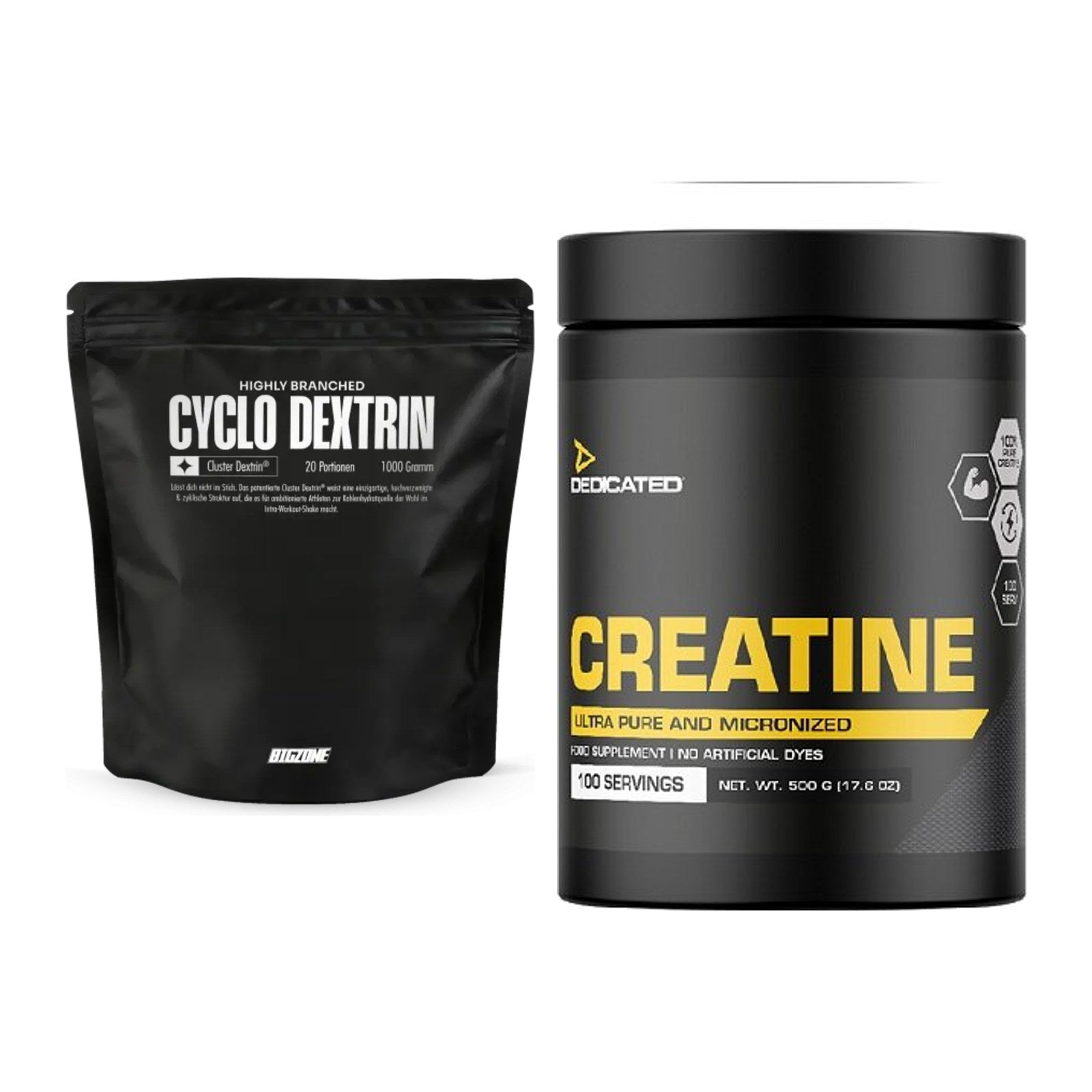 Masseaufbau-Set: Big Zone Cyclo Dextrin + Dedicated Creatine – alle enthaltenen Artikel