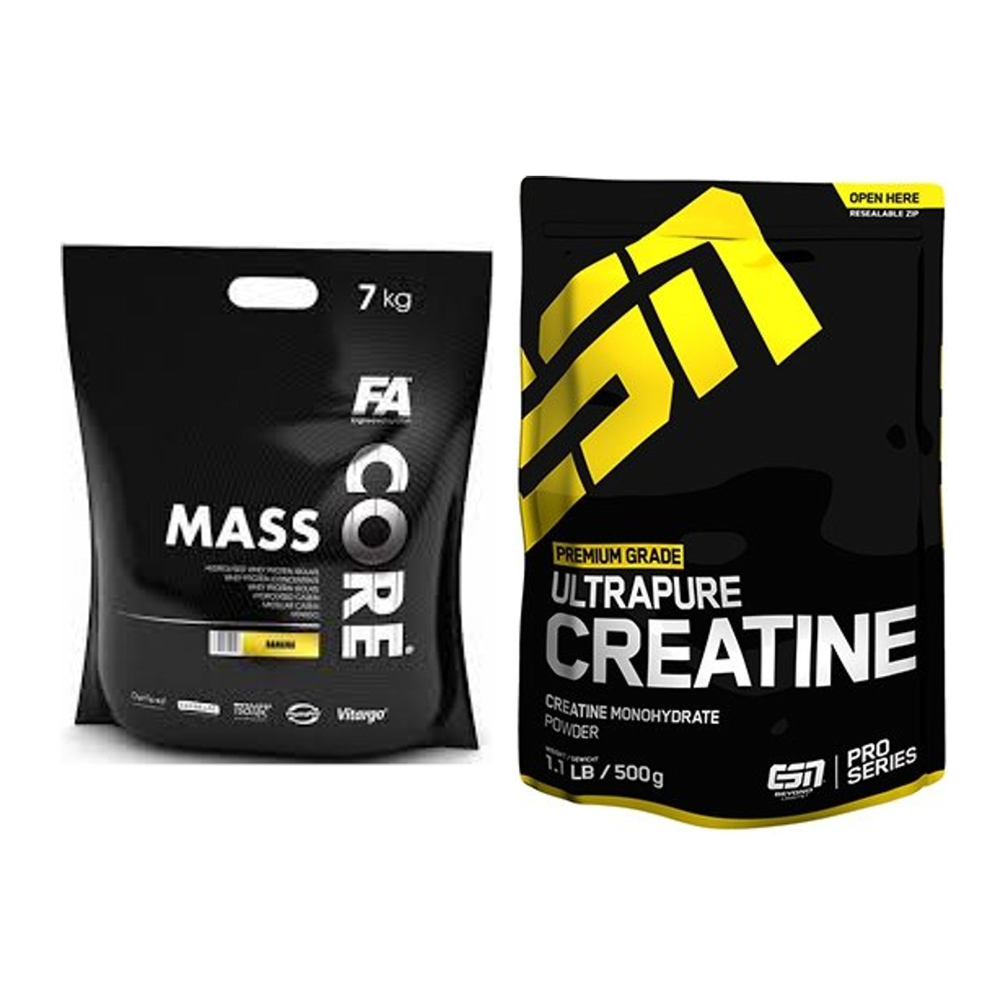 Masseaufbau-Set: FA Nutrition CORE Mass + ESN Ultrapure Creatine – alle enthaltenen Artikel
