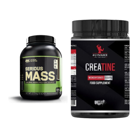 Masseaufbau-Set: Optimum Nutrition Serious + #GYMJUICE Creatine – alle enthaltenen Artikel