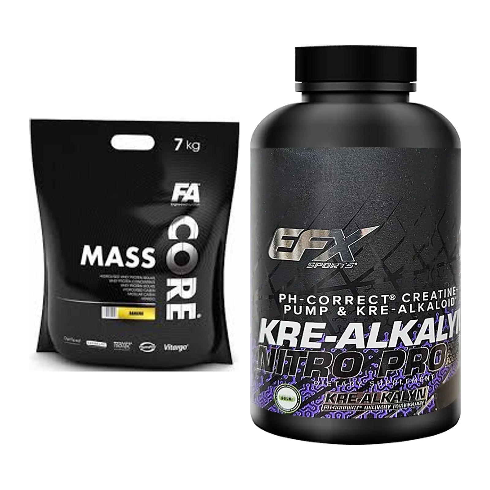 Masseaufbau-Set: FA Nutrition CORE Mass + EFX Kre-Alkalyn PRO 120 – alle enthaltenen Artikel