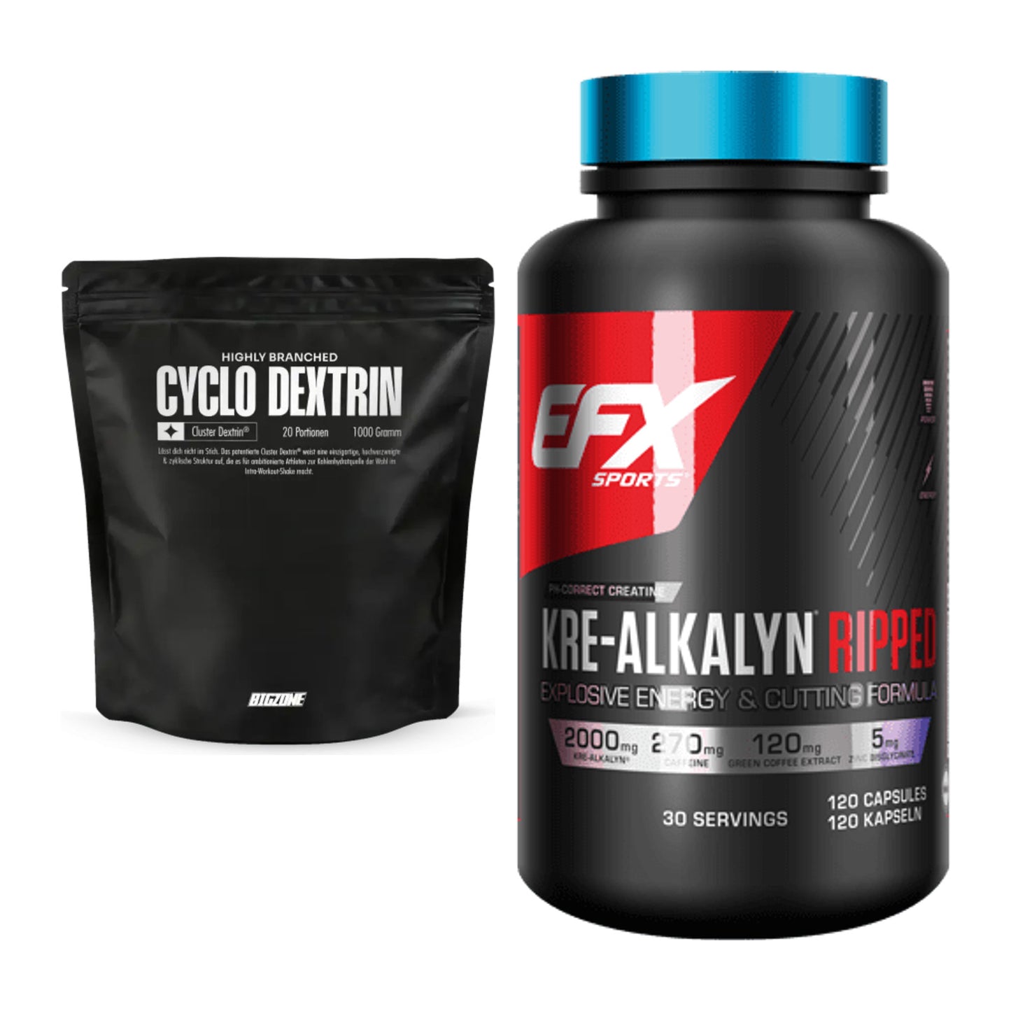 Masseaufbau-Set: Big Zone Cyclo Dextrin + EFX Kre-Alkalyn Ripped – alle enthaltenen Artikel
