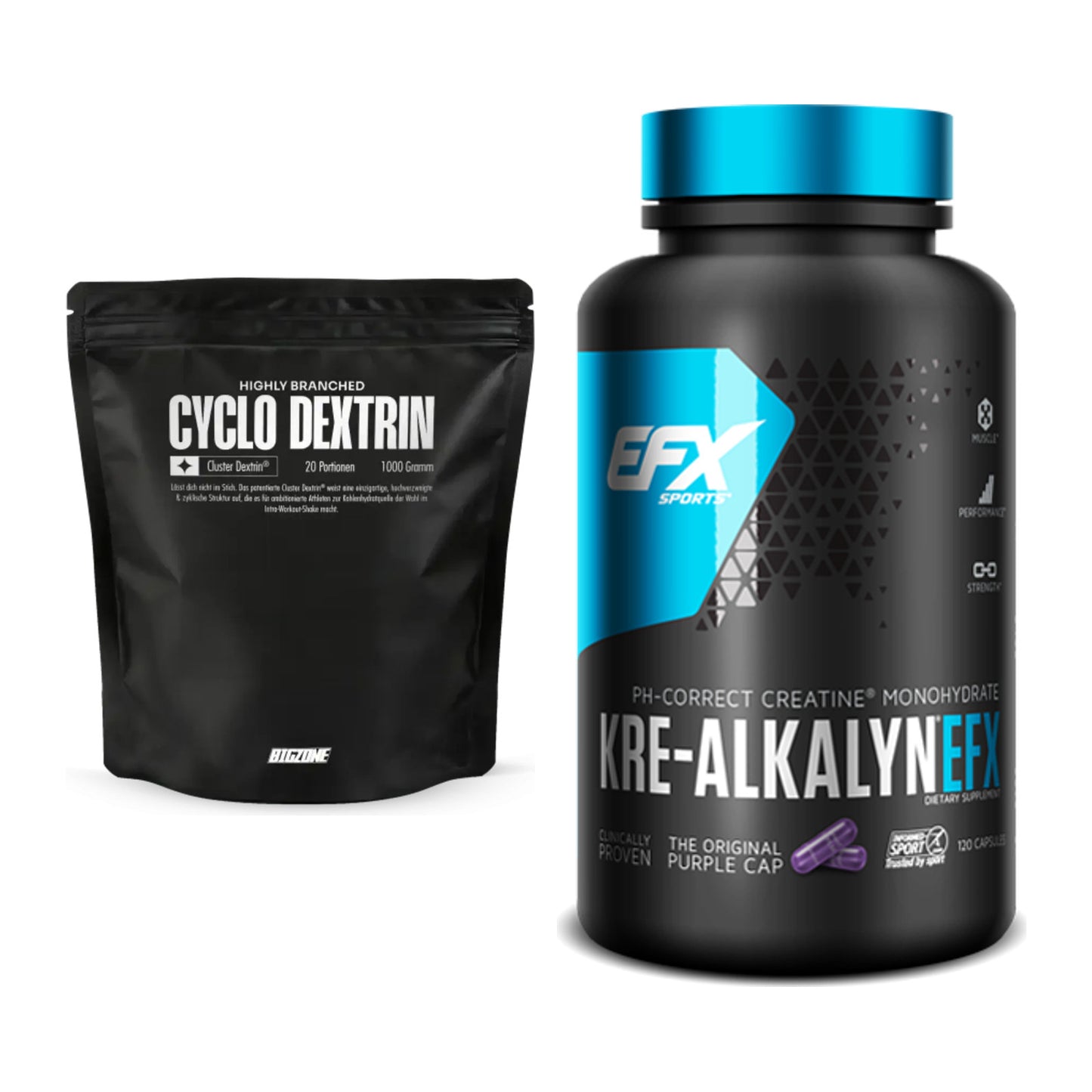 Masseaufbau-Set: Big Zone Cyclo Dextrin + EFX Kre-Alkalyn – alle enthaltenen Artikel