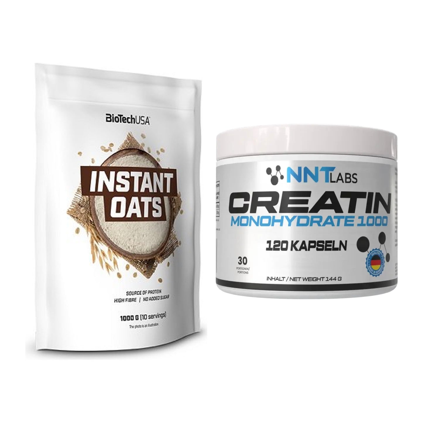 Masseaufbau-Set: BioTech Instant Oats + NNT Creatin 1000 mg – alle enthaltenen Artikel
