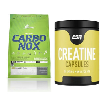 Masseaufbau-Set: Olimp Carbo Nox 1kg Pulver + ESN Ultrapure Creatine – alle enthaltenen Artikel