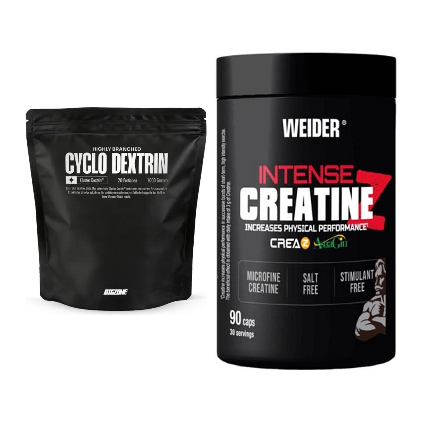 Masseaufbau-Set: Big Zone Cyclo Dextrin + Weider Intense Pure Creatine – alle enthaltenen Artikel