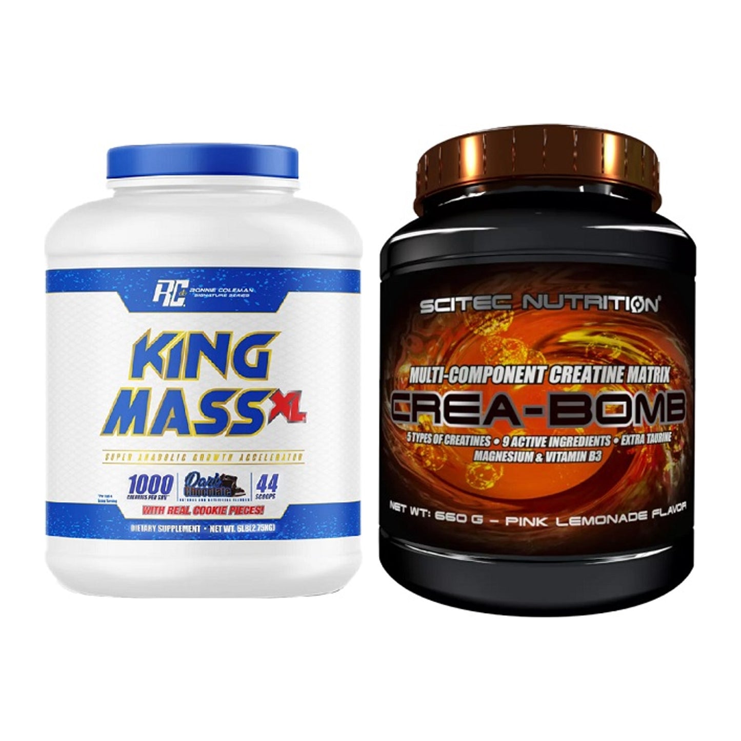 Masseaufbau-Set: Ronie Coleman RCSS King Mass XL + Scitec Crea-Bomb – alle enthaltenen Artikel