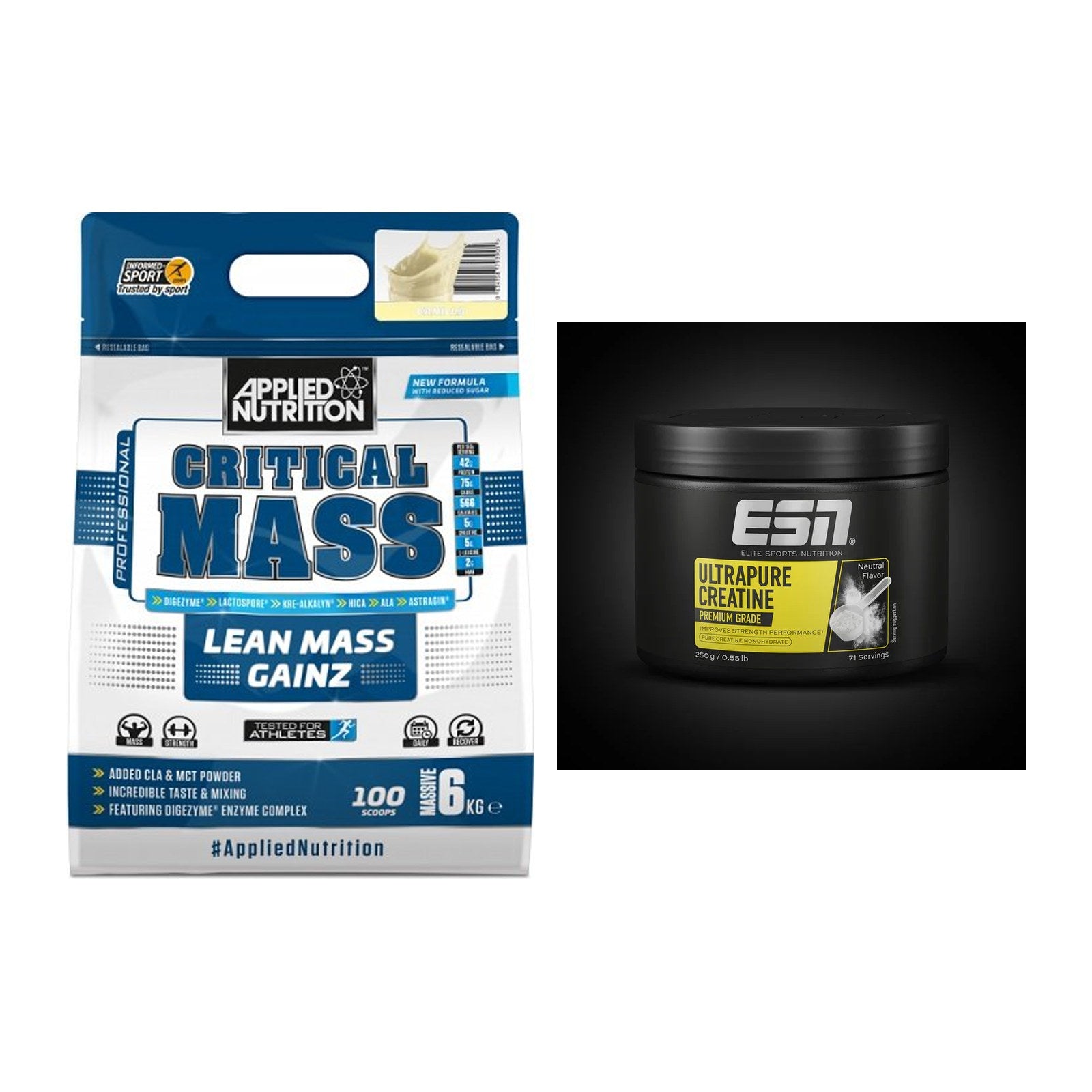 Masseaufbau-Set: Applied Nutrition + ESN Ultrapure Creatine – alle enthaltenen Artikel