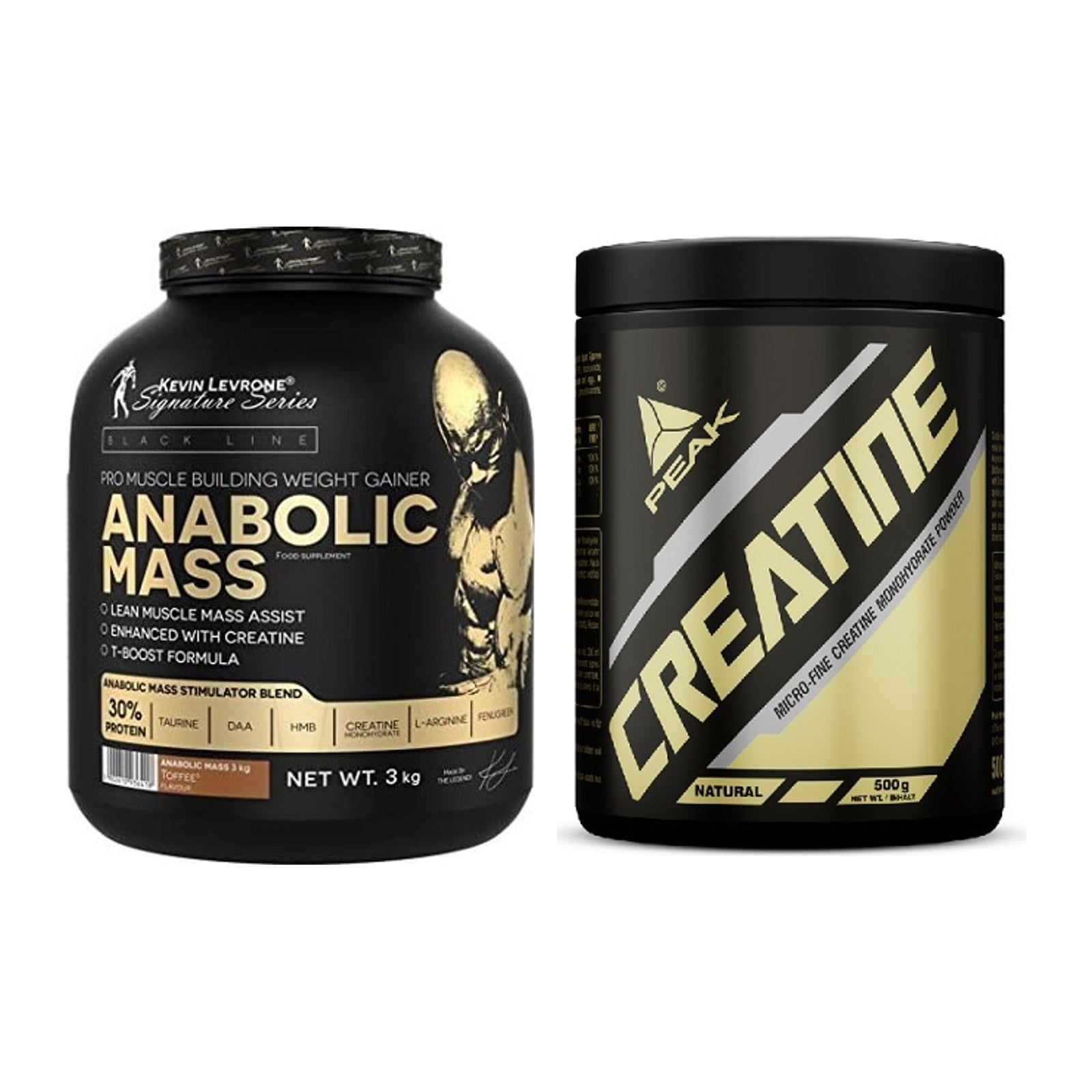 Masseaufbau-Set: Kevin Levrone Anabolic Mass 3kg + Peak Creatin Powder – alle enthaltenen Artikel