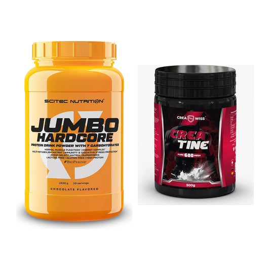 Masseaufbau-Set: Scitec Jumbo Hardcore1530 + CREASWISS Creatine 600 – alle enthaltenen Artikel