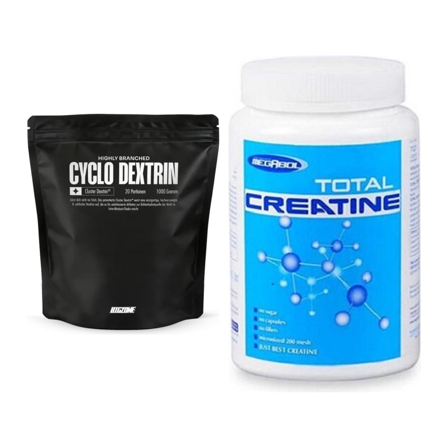 Masseaufbau-Set: Big Zone Cyclo Dextrin + Megabol Total Creatine – alle enthaltenen Artikel