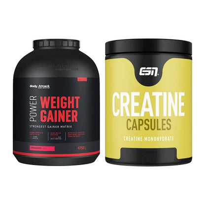 Masseaufbau-Set: Body Attack Power Weight + ESN Ultrapure Creatine – alle enthaltenen Artikel