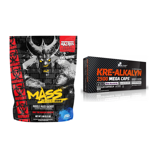 Massebyggesett: Mutant Mass EXTREME 2500 + Olimp Kre Alkalyn 2500 - alle varer inkludert