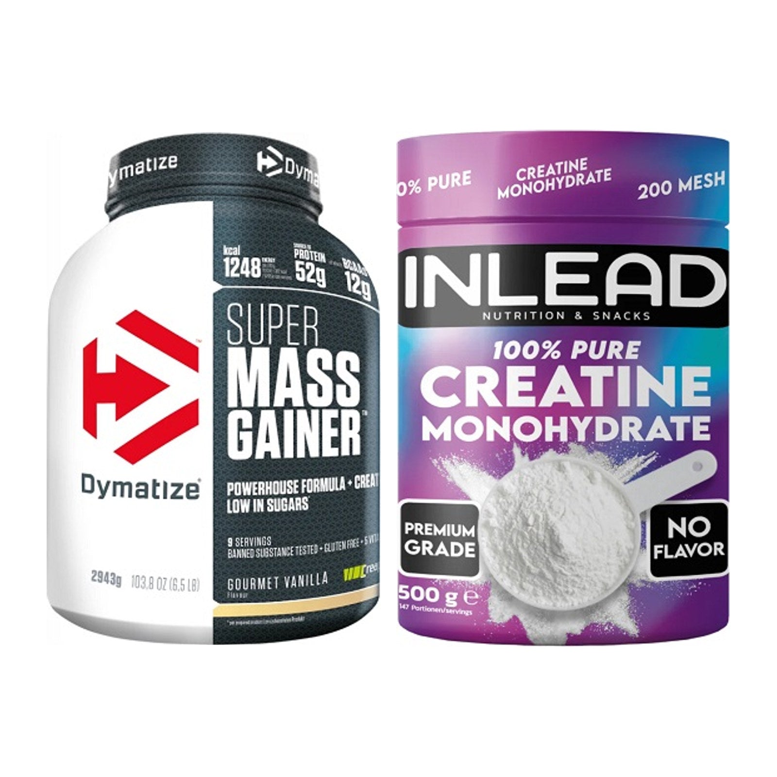 Masseaufbau-Set: Dymatize Super Mass + INLEAD Creatine – alle enthaltenen Artikel
