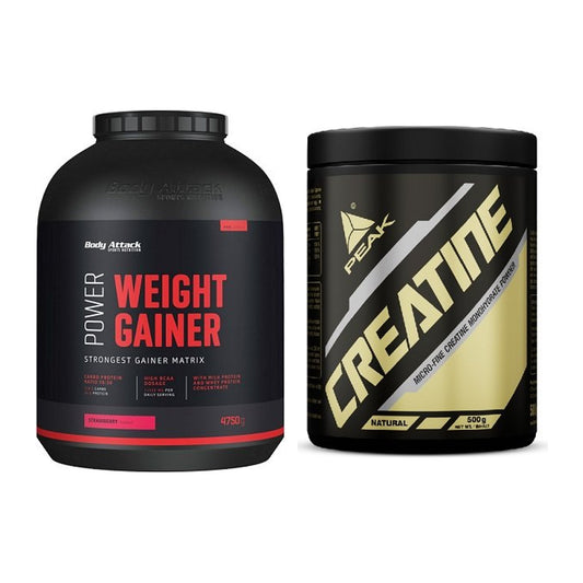 Masseaufbau-Set: Body Attack Power Weight Gainer + Peak Creatin Powder – alle enthaltenen Artikel