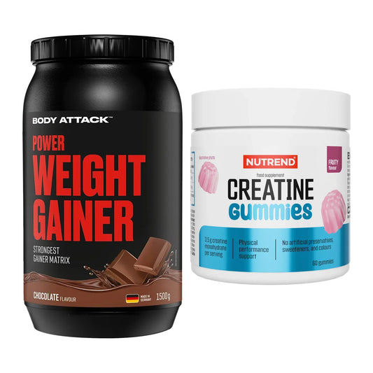 Masseaufbau-Set: Body Attack Power Weight + Nutrend Creatine Gummies – alle enthaltenen Artikel
