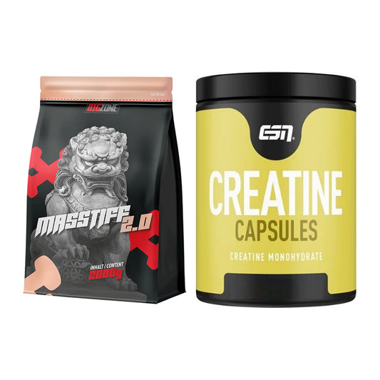 Masseaufbau-Set: Big Zone Masstiff 2.0 + ESN Ultrapure Creatine – alle enthaltenen Artikel