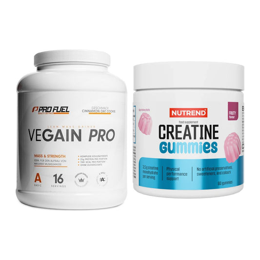Masseaufbau-Set: ProFuel VEGAIN Pro + Nutrend Creatine Gummies Fruity – alle enthaltenen Artikel