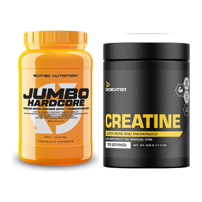 Masseaufbau-Set: Scitec Jumbo Hardcore1530g + Dedicated Creatine – alle enthaltenen Artikel