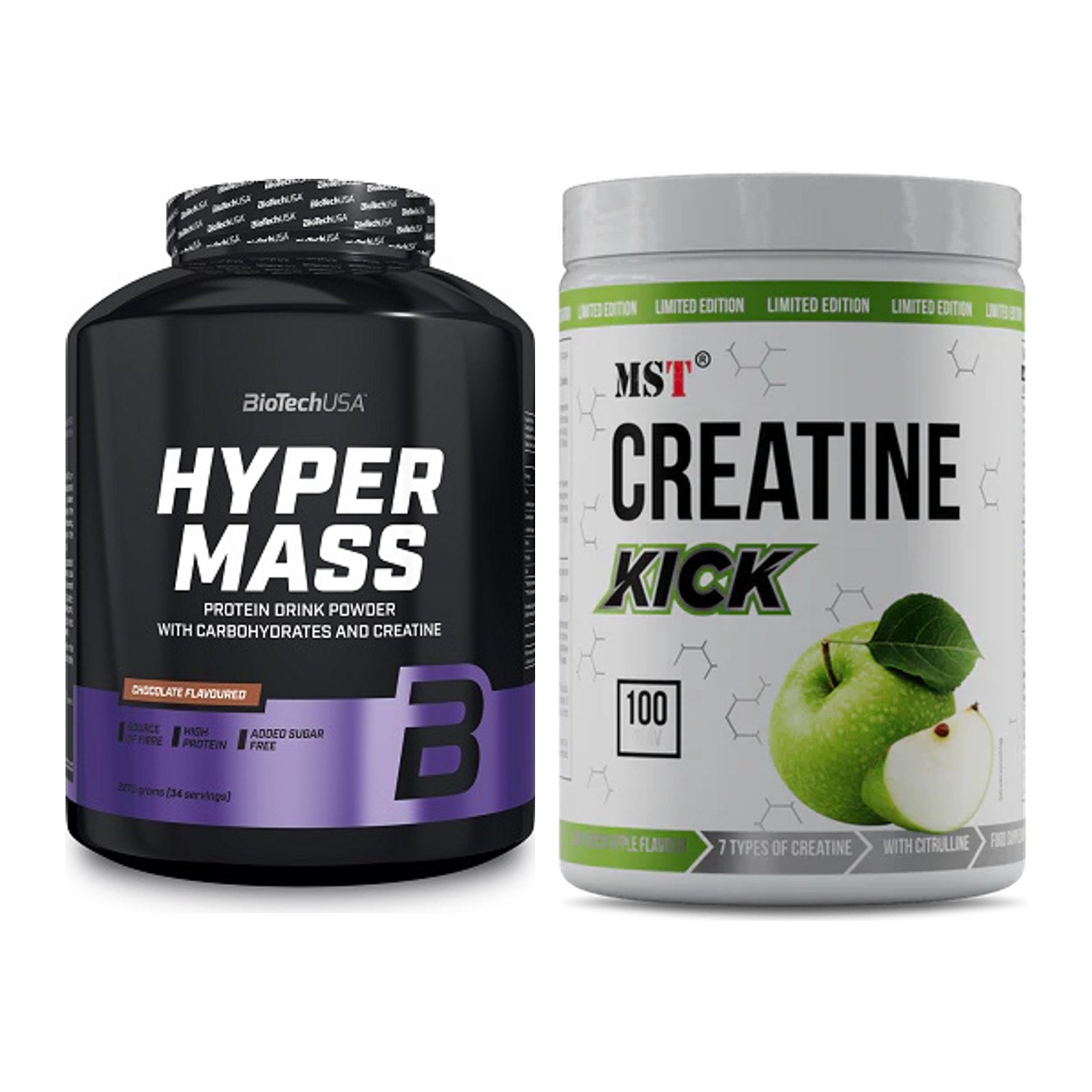 Masseaufbau-Set: BioTech Hyper Mass + MST Creatine Kick – alle enthaltenen Artikel