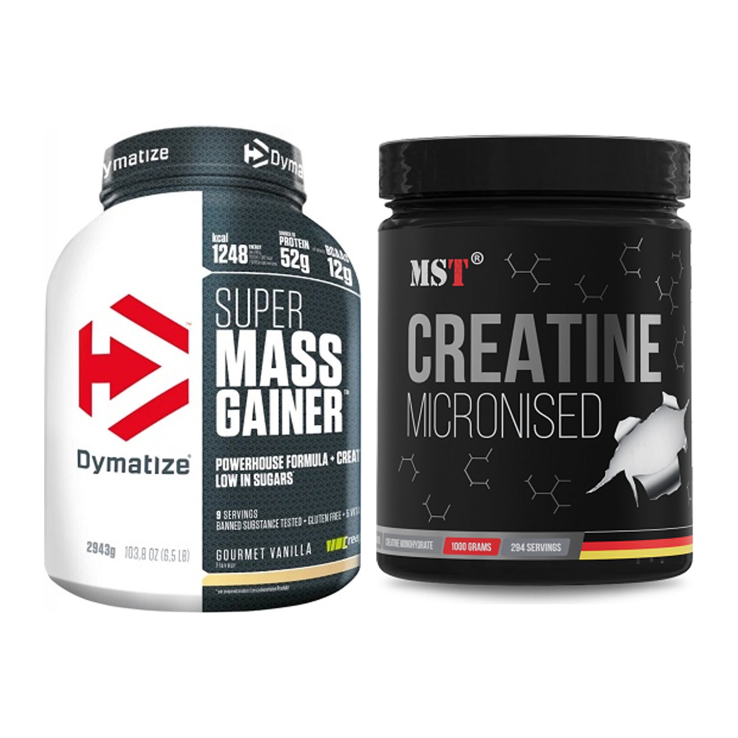 Masseaufbau-Set: Dymatize Super Mass Gainer + MST Creatin Monohydrate – alle enthaltenen Artikel