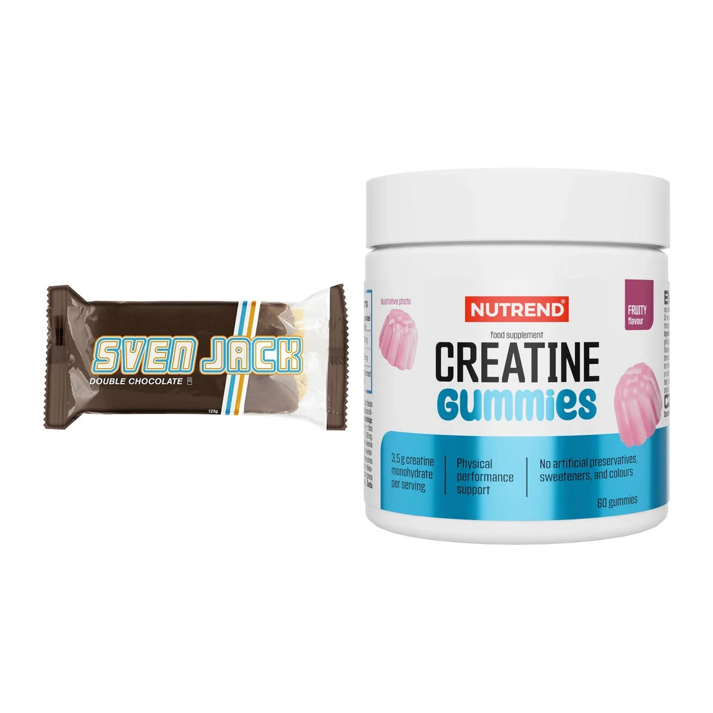 Masseaufbau-Set: Sven Jack (Energycake) 24 + Nutrend Creatine Gummies – alle enthaltenen Artikel