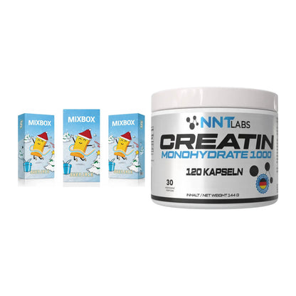 Masseaufbau-Set: Sven Jack MIXBOX 49x65g Fitness + NNT Creatin 1000 mg – alle enthaltenen Artikel