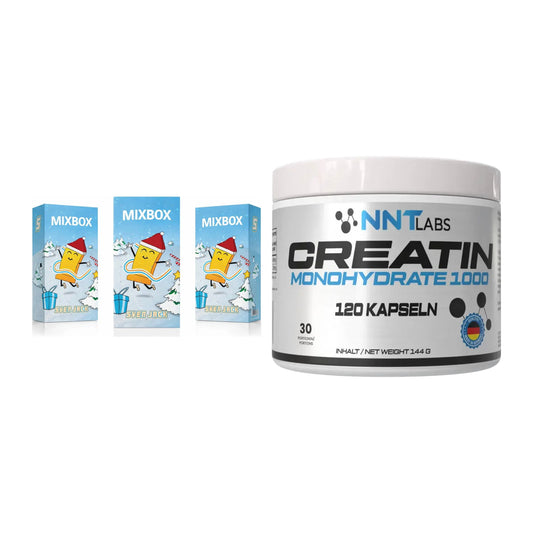 Masseaufbau-Set: Sven Jack MIXBOX 49x65g Fitness + NNT Creatin 1000 mg – alle enthaltenen Artikel
