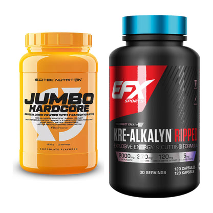 Masseaufbau-Set: Scitec Jumbo Hardcore1530 + EFX Kre-Alkalyn Ripped – alle enthaltenen Artikel