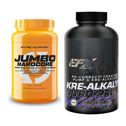 Masseaufbau-Set: Scitec Jumbo Hardcore1530 + EFX Kre-Alkalyn Nitro PRO – alle enthaltenen Artikel