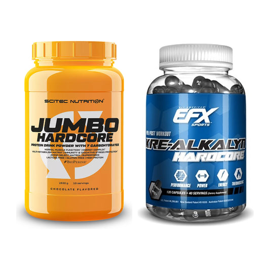 Masseaufbau-Set: Scitec Jumbo Hardcore1530g + EFX Kre-Alkalyn Hardcore – alle enthaltenen Artikel