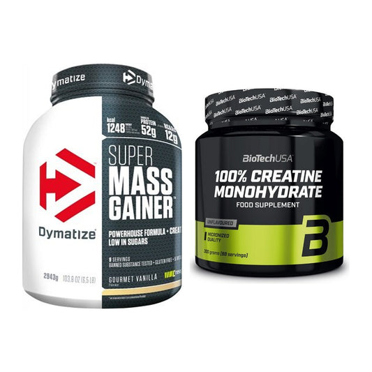 Masseaufbau-Set: Dymatize Super Mass + BioTech Creatine – alle enthaltenen Artikel