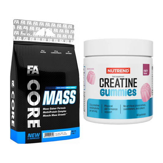 Masseaufbau-Set: FA Nutrition Core Mass + Nutrend Creatine Gummies – alle enthaltenen Artikel
