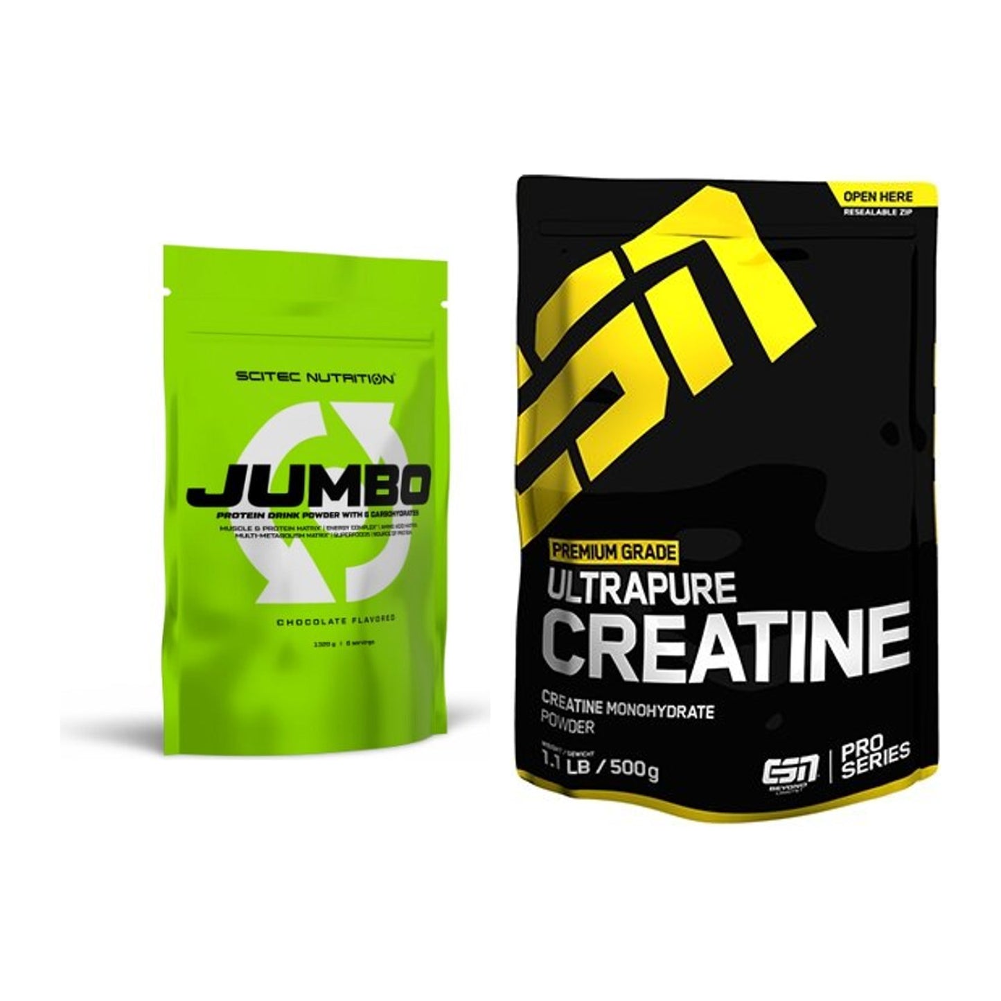 Masseaufbau-Set: Scitec Jumbo 1320g + ESN Ultrapure Creatine – alle enthaltenen Artikel