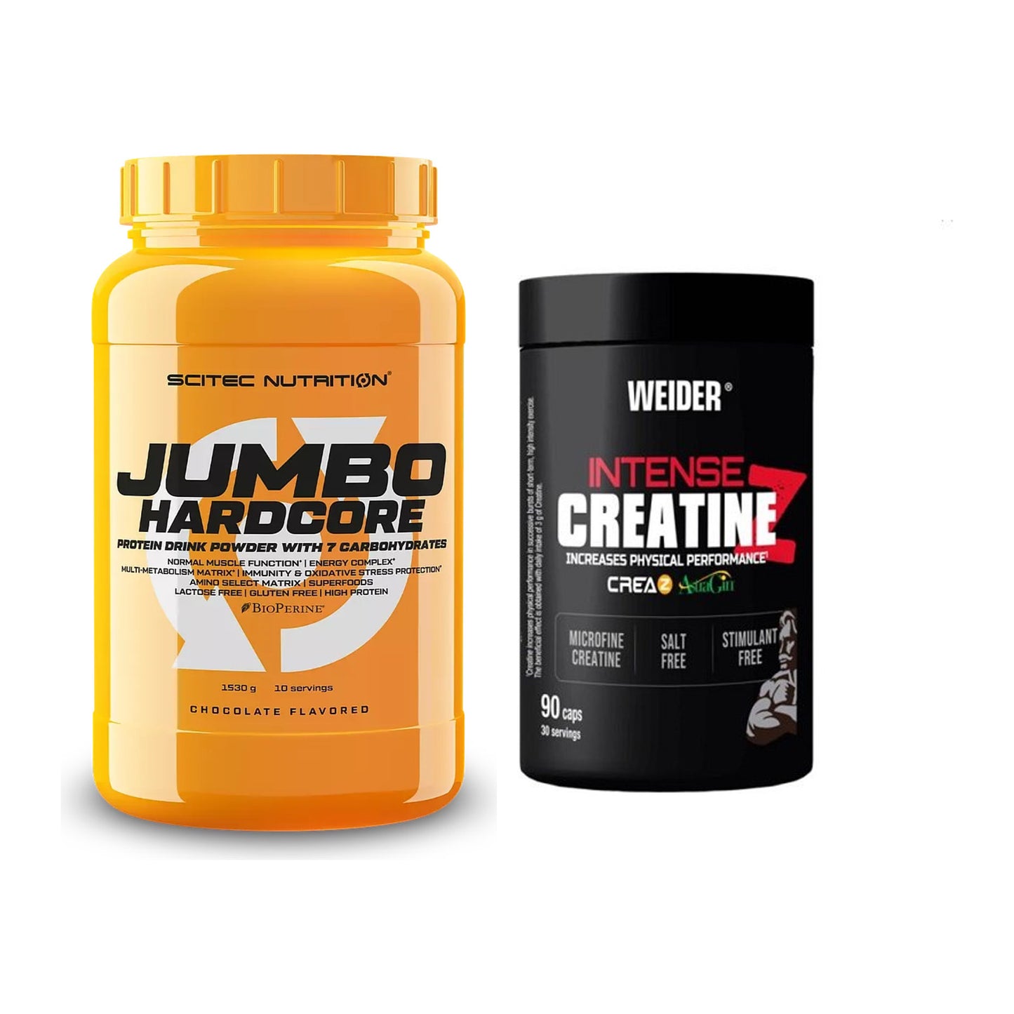 Masseaufbau-Set: Scitec Jumbo Hardcore1530 + Weider Intense Pure – alle enthaltenen Artikel