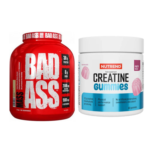 Masseaufbau-Set: BAD ASS MASS + Nutrend Creatine Gummies Fruity – alle enthaltenen Artikel