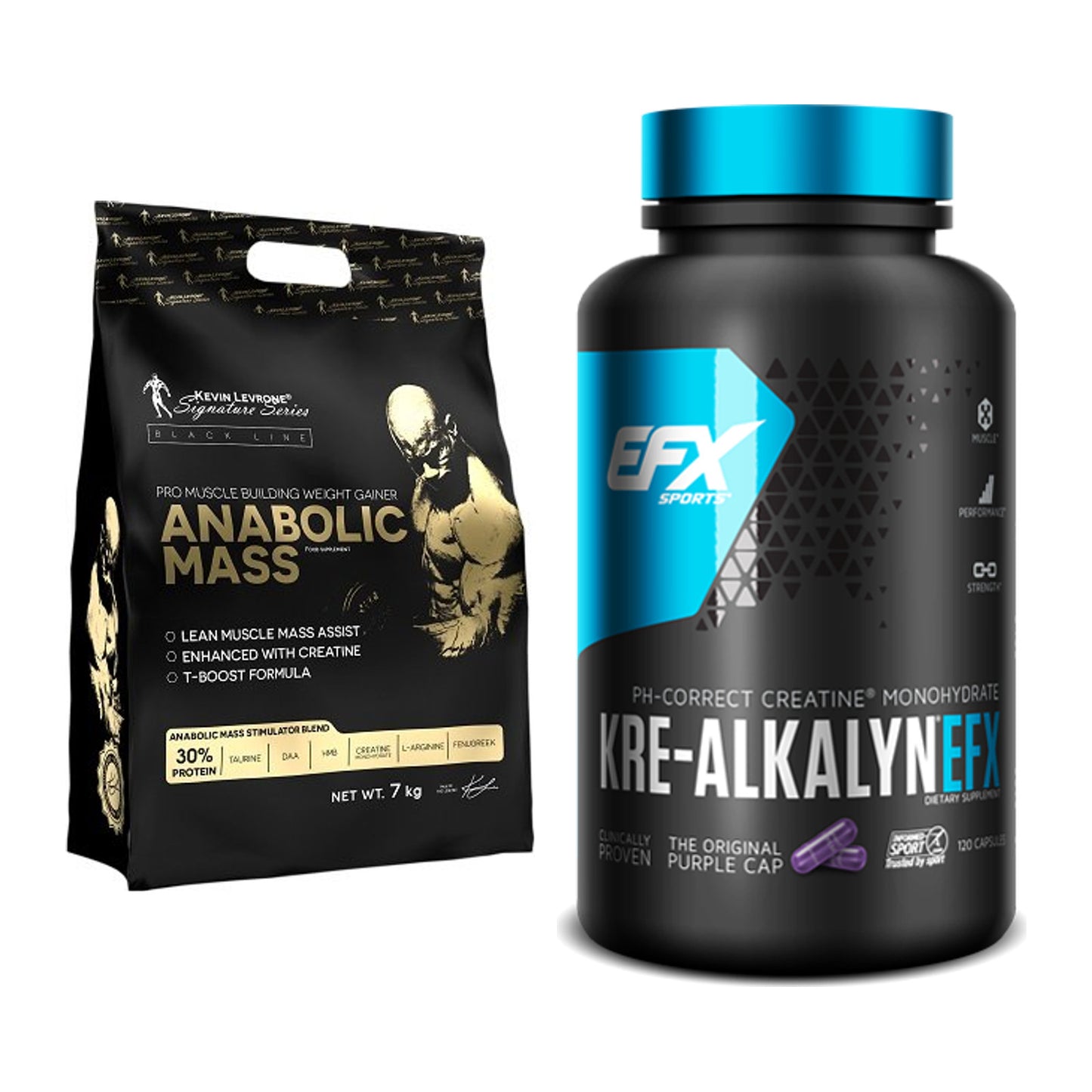 Masseaufbau-Set: Kevin Levrone Anabolic Mass + EFX Kre-Alkalyn – alle enthaltenen Artikel