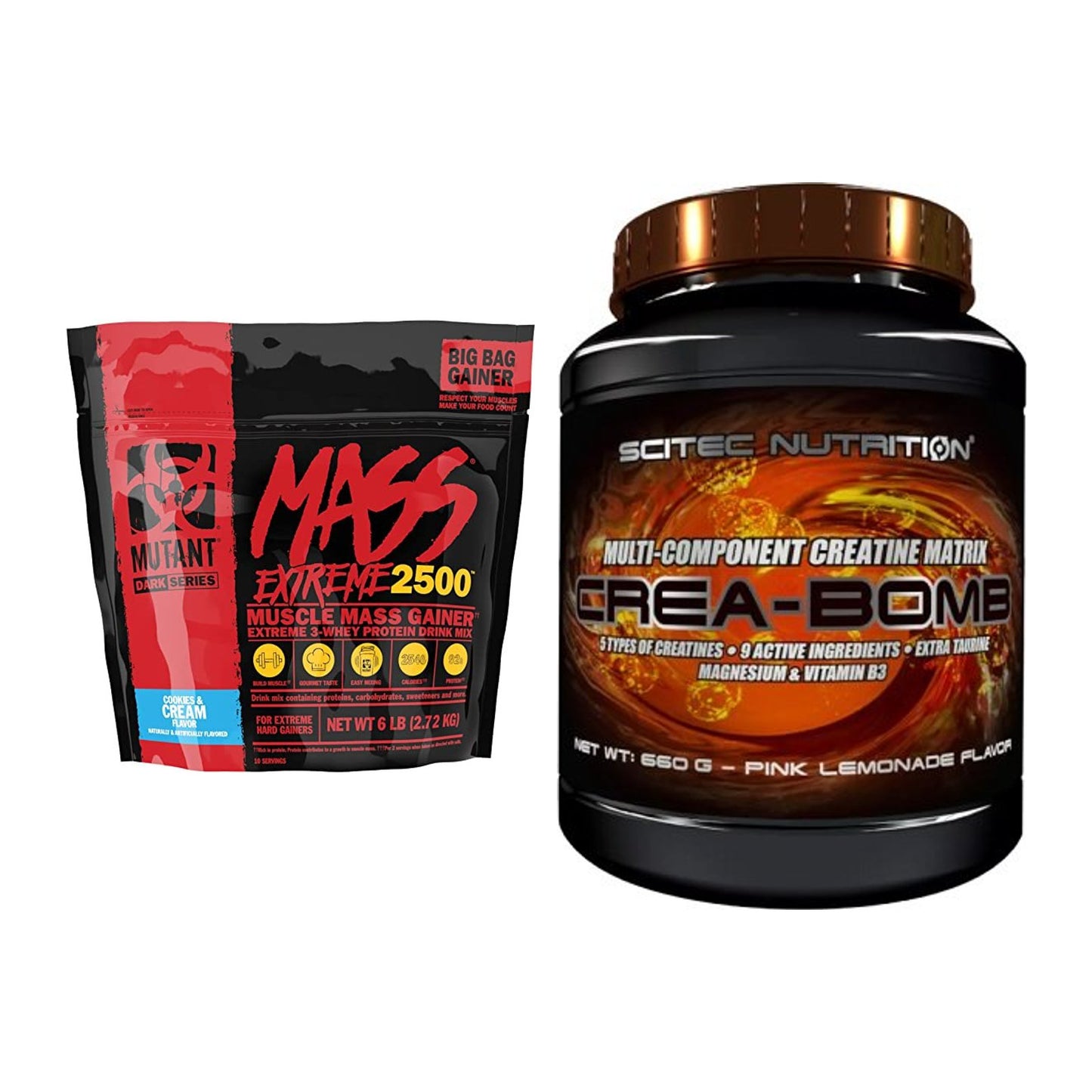 Masseaufbau-Set: Mutant Mass XXXTREME 2500 + Scitec Crea-Bomb – alle enthaltenen Artikel