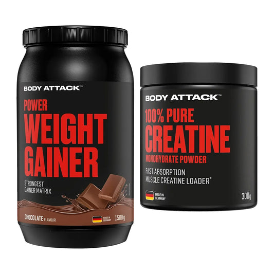 Masseaufbau-Set: Body Attack Power Weight + Body Attack 100% Pure – alle enthaltenen Artikel