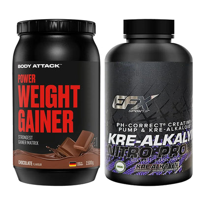Masseaufbau-Set: Body Attack Power Weight + EFX Kre-Alkalyn PRO 120 – alle enthaltenen Artikel