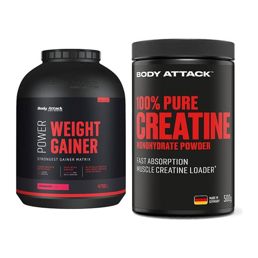 Masseaufbau-Set: Body Attack Power Weight + Body Attack 100% Pure – alle enthaltenen Artikel